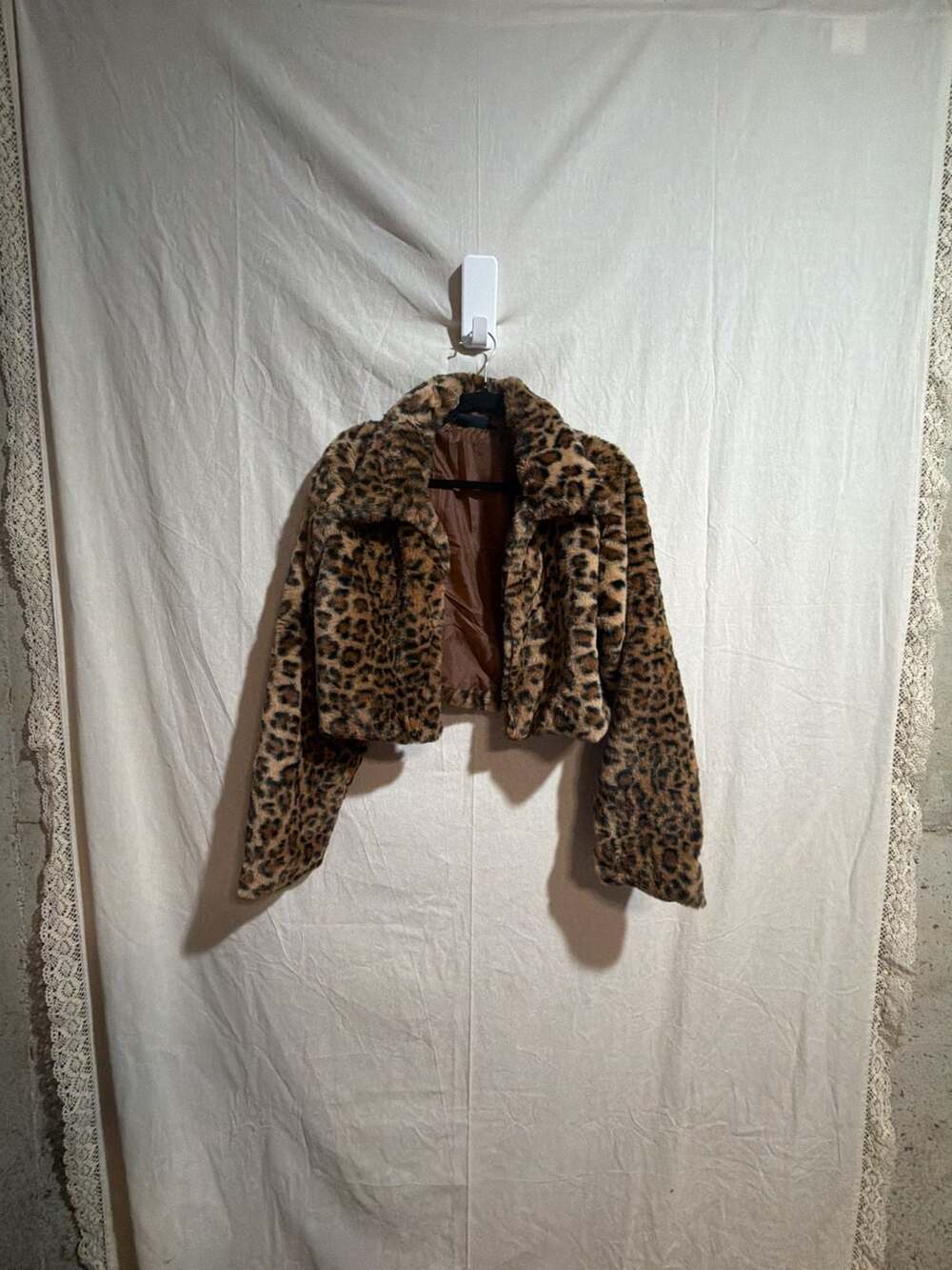Jolie & Joy by FCT with Love Leopard Print Faux Fur Cropped Jacket